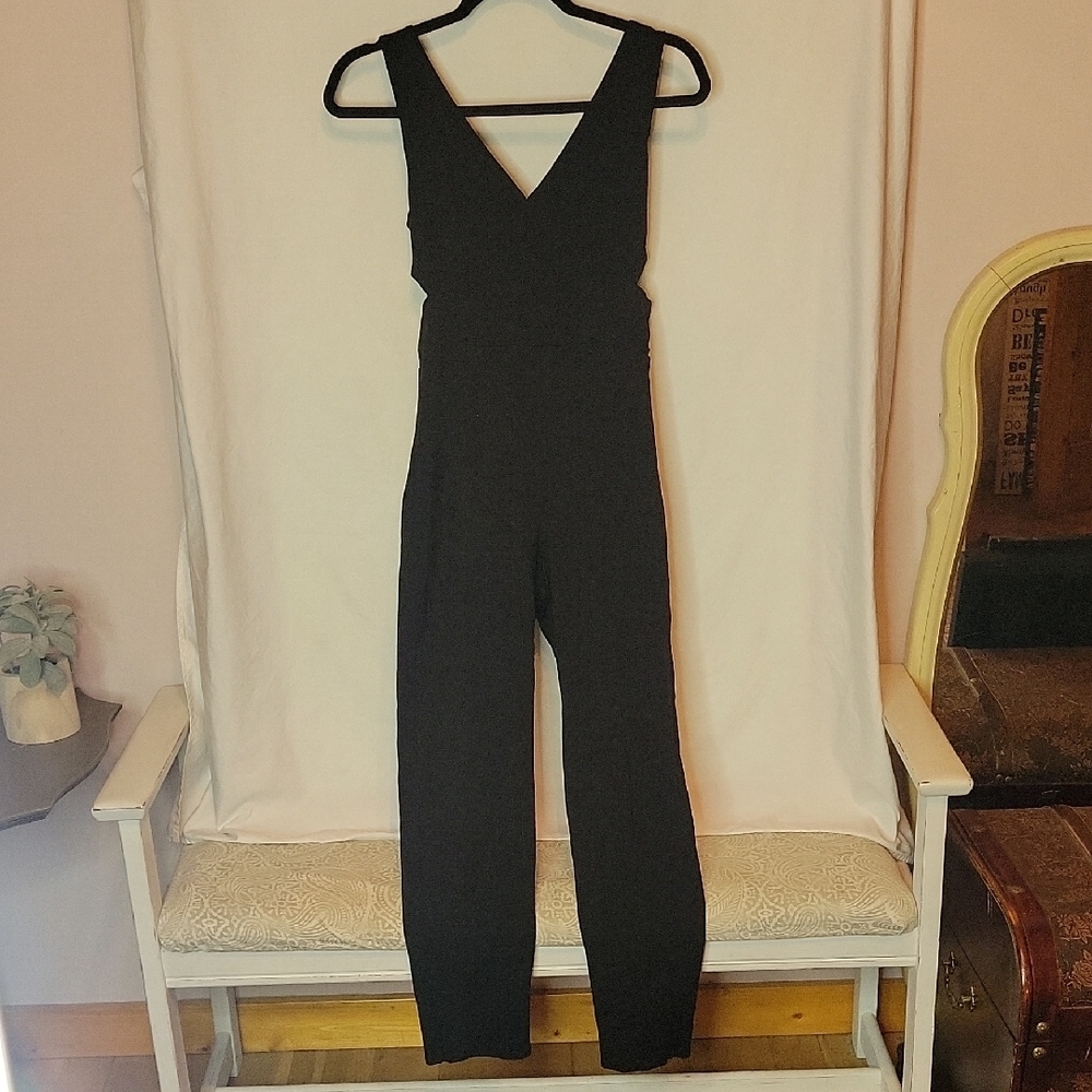 Rolla Coster Gold and Black V-Neck Jumpsuit with Fitted Waist